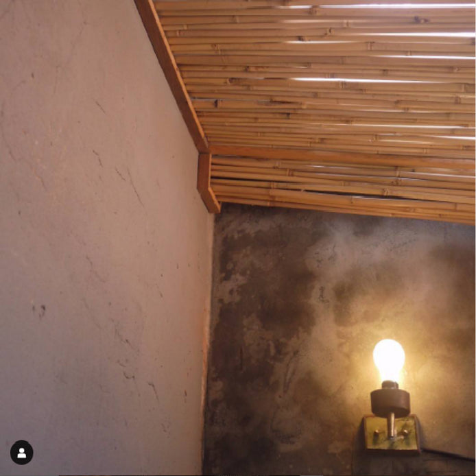 Yellow bamboo poles for ceiling decoration!