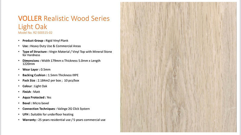 VOLLER Diamond RVP Flooring - Realistic Wood Series (Light Oak) [$24.42/sqft; 23.51sqft/box]