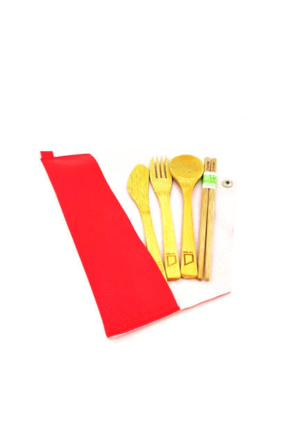 Bamboo Cutlery Set with PU Pouch