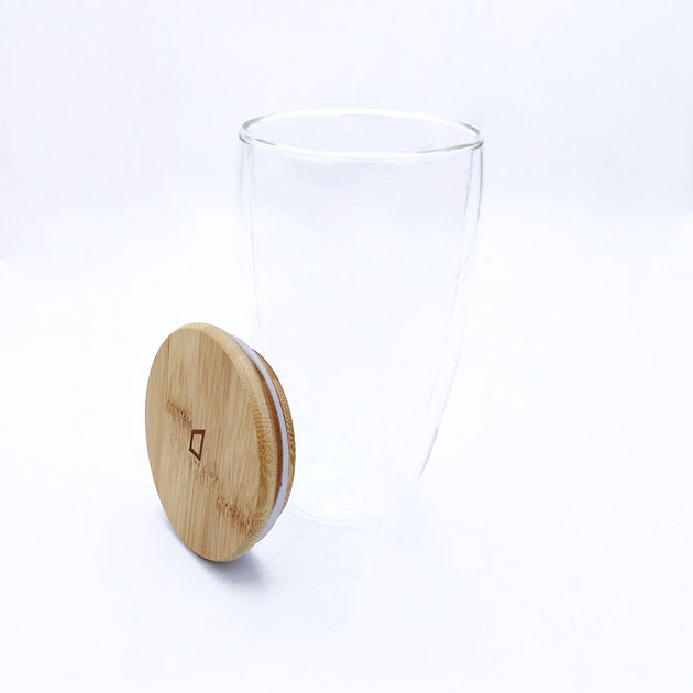 雙層玻璃杯連竹蓋