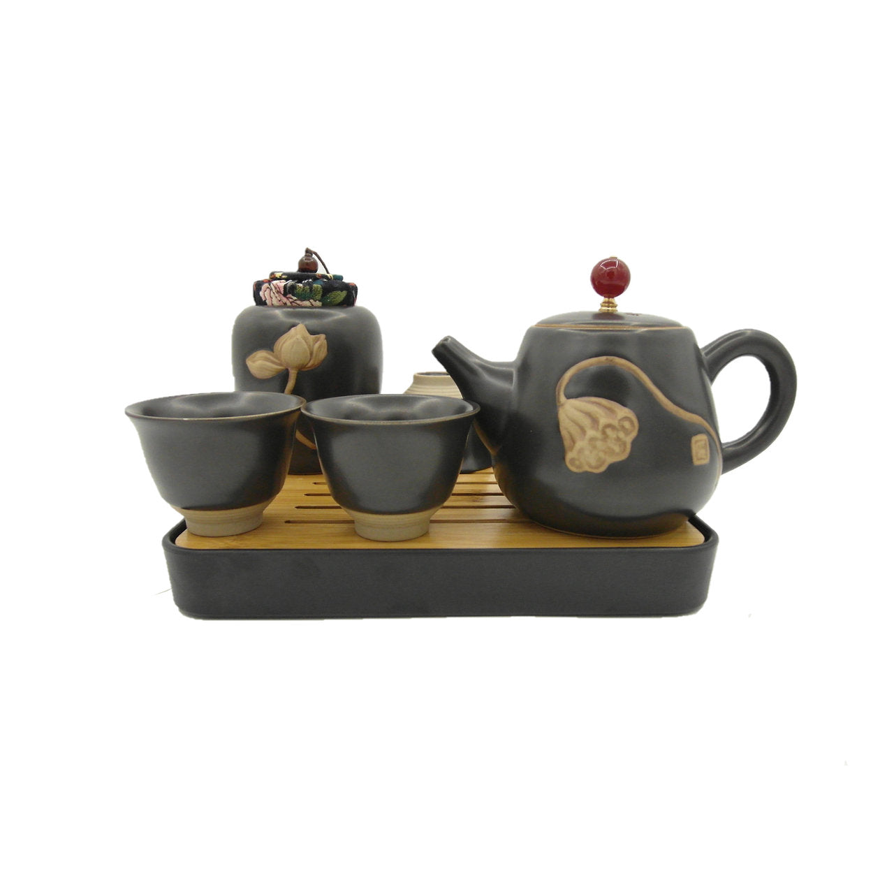 Black Ceramic Japanese Teapot Set