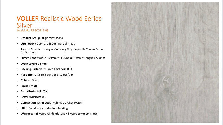 VOLLER Diamond RVP Flooring - Realistic Wood Series (Silver) [$24.42/sqft; 23.51sqft/box]